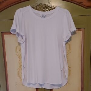Crown & Ivy White Flutter Sleeve Tee